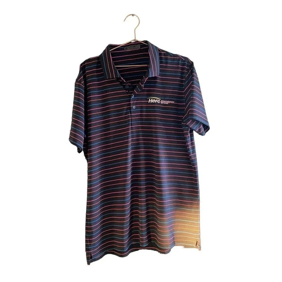 G/Fore Herc Entertainment Service Men's Button Up Striped Polo Shirt Size L - Picture 1 of 6